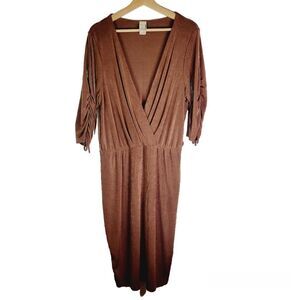Lilian Vintage Elegant Cocoa Brown V-Neck Dress